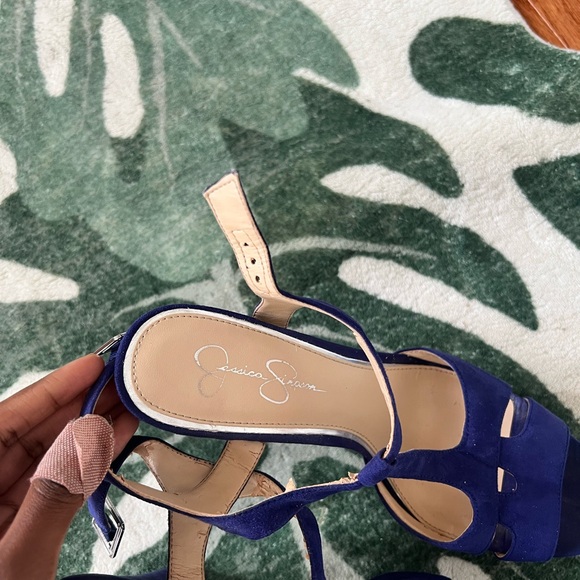 Jessica Simpson Blue Suede High Heels. - Picture 1 of 6